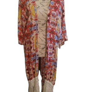Minkpink fringed  cape/Fringed Cardigan boho hippie feminine cottage core